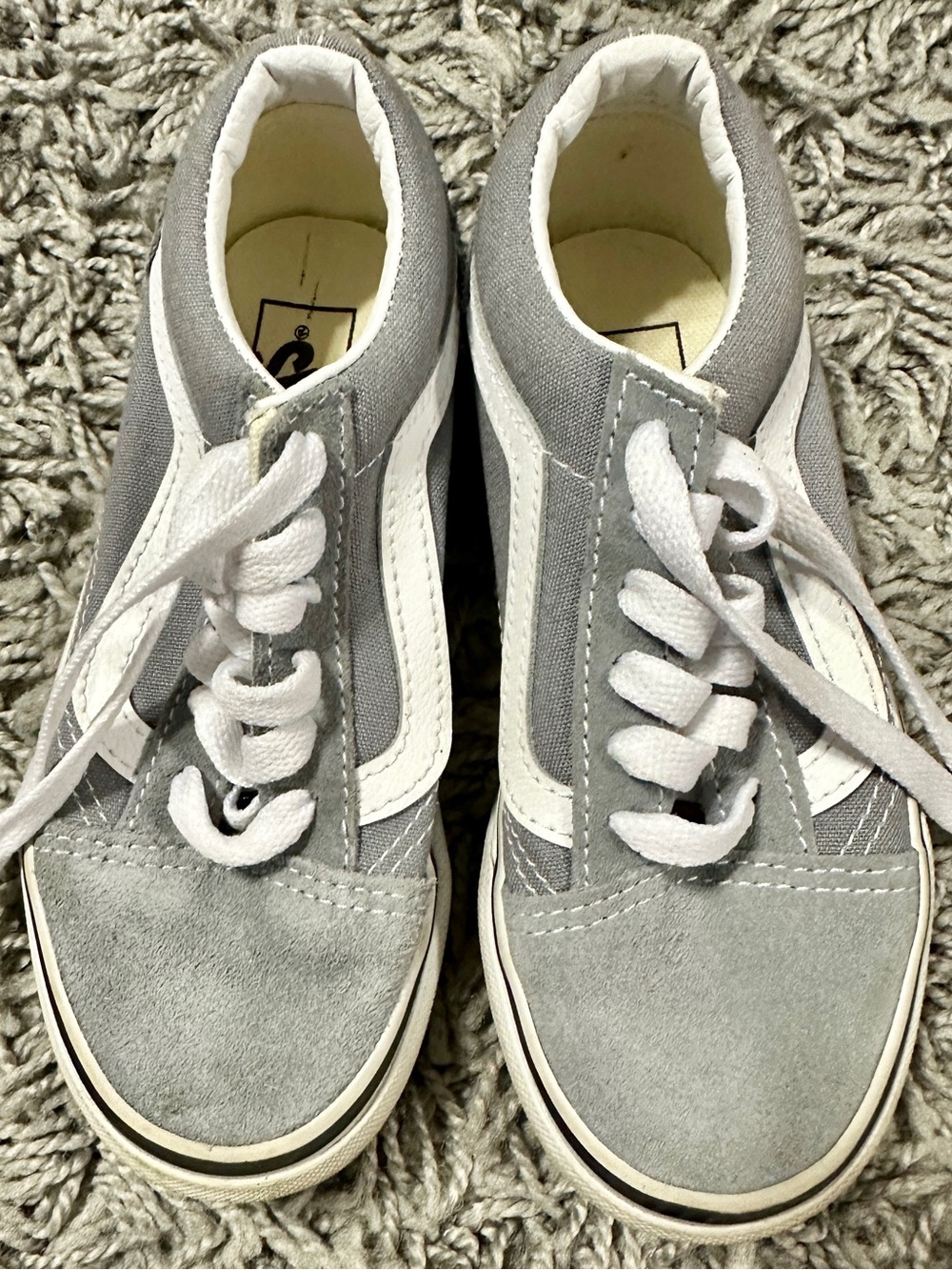 Vans Kids Gray and White Classic Old Skool Sneakers